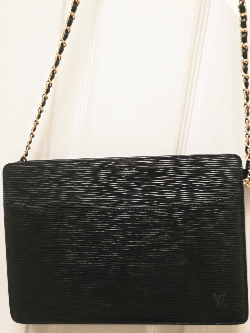 Louis Vuitton Black Epi Leather Clutch with Unbranded Gold-Tone With Black Chain